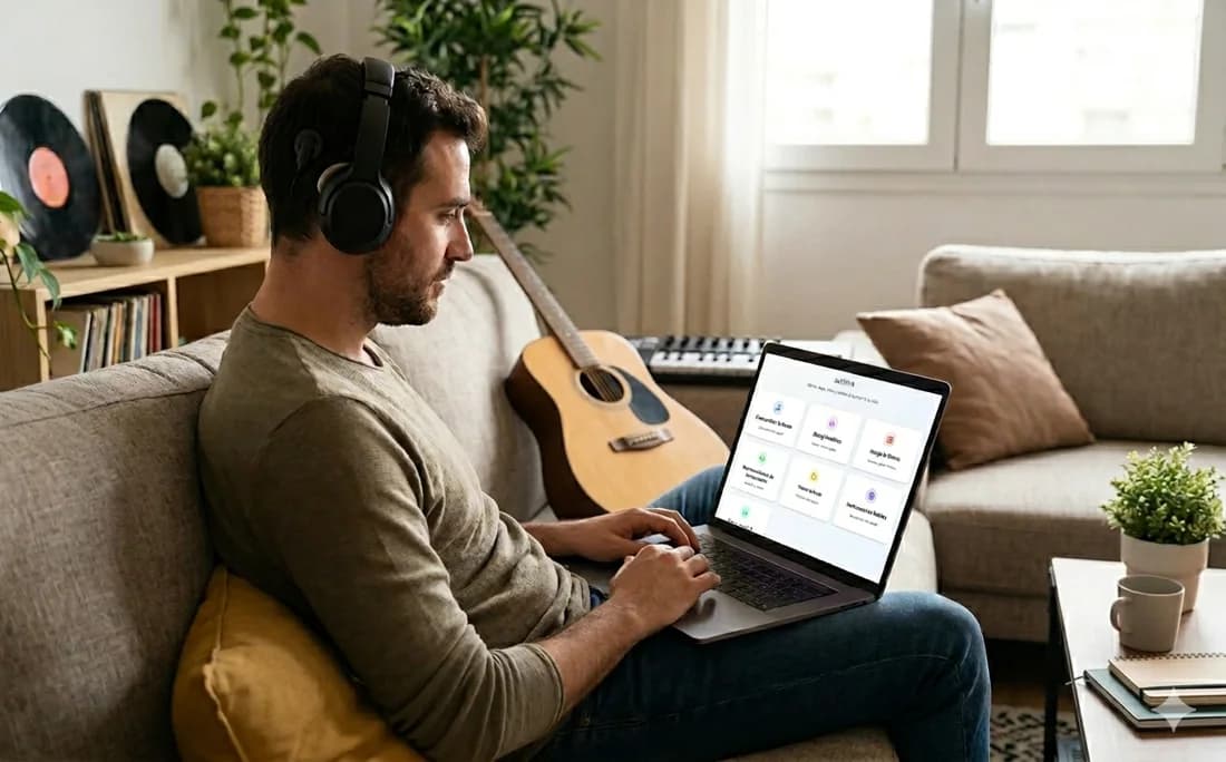 Persona entrenando el oído musical con RehabAuditiva