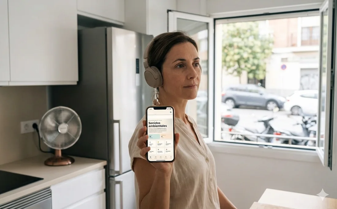 Persona reconociendo sonidos del entorno con RehabAuditiva
